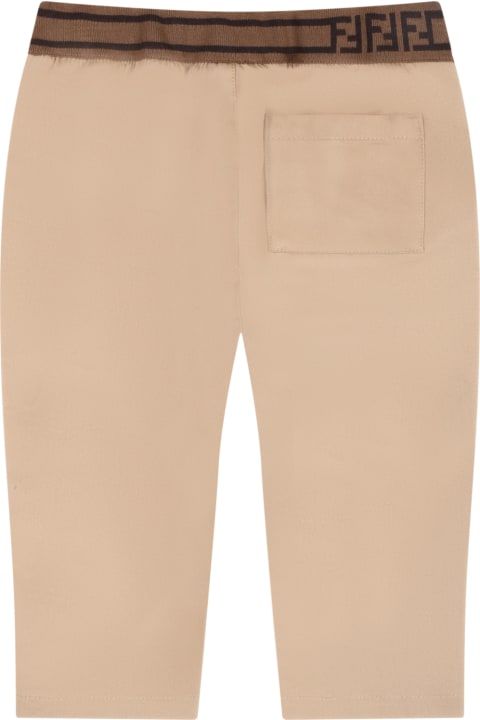 Beige Trousers For Baby Boy With Ff