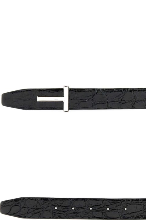 Accessories for Men Tom Ford Black Leather T Belt