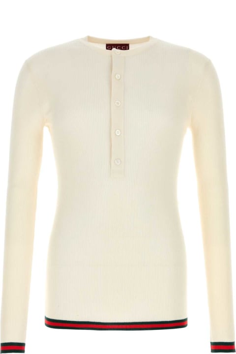 Gucci Sweaters for Men Gucci Ivory Silk Sweater
