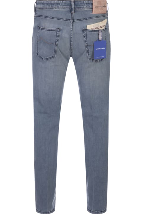 Jeans for Men Jacob Cohen Scott Cropped Jeans In Light Blue Stretch Denim
