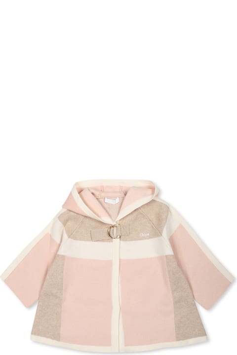 Chloé Coats & Jackets for Baby Boys Chloé Pink Cape For Girl With Logo