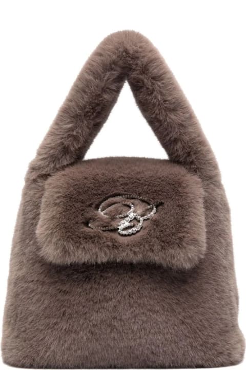 Blumarine for Women Blumarine Green Faux Fur Mini Bag With Flap And Logo