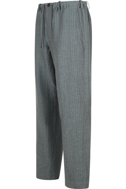 Dries Van Noten Men Dries Van Noten 'penny' Grey Linen Blend Trousers