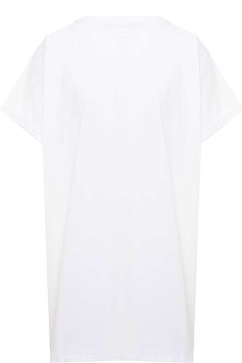 Balmain Woman's White Cotton T-shirt With Strass Logo