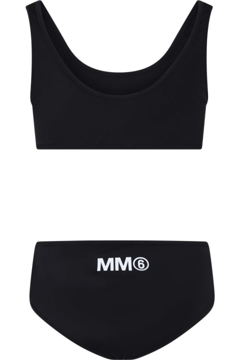 Swimwear for Girls MM6 Maison Margiela Black Bikini For Girl With Logo
