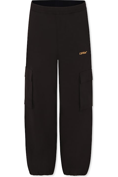 Off-White Bottoms for Boys Off-White Black Trousers For Boy With Arrows