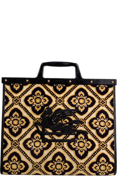 Etro for Women Etro Black Jacquard Medium Love Trotter Bag
