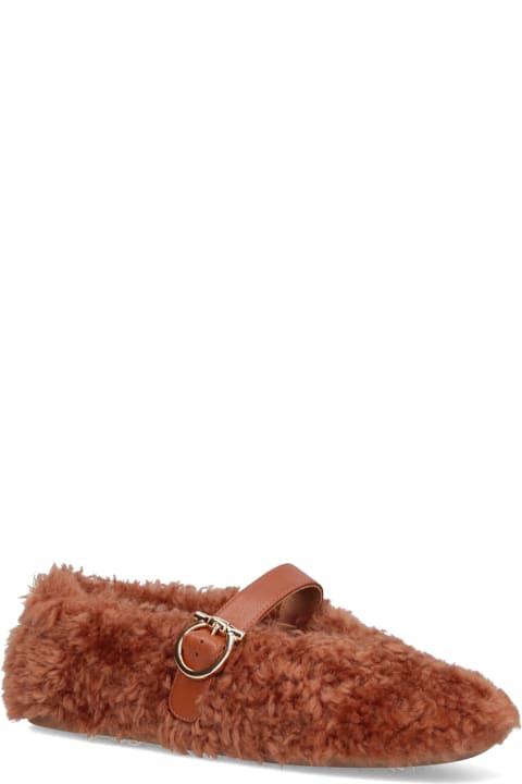 Ferragamo 
gancini
 Shearling Ballet Flats