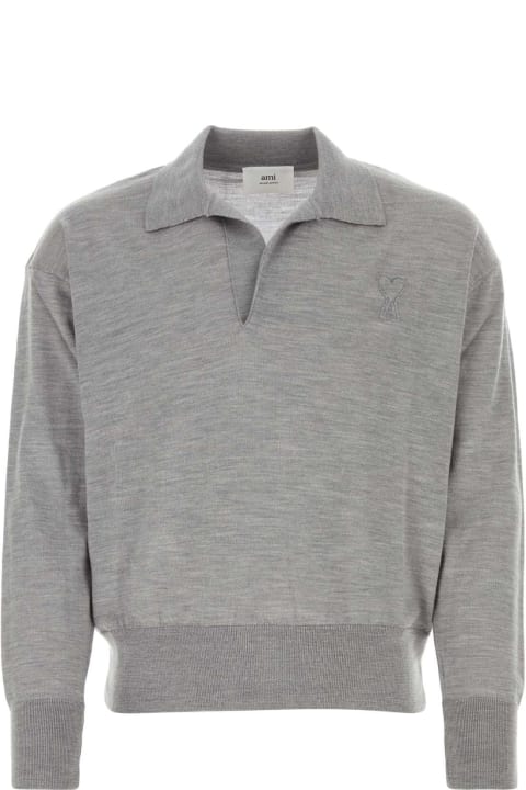 Ami Alexandre Mattiussi Fleeces & Tracksuits for Men Ami Alexandre Mattiussi Grey Wool Sweater