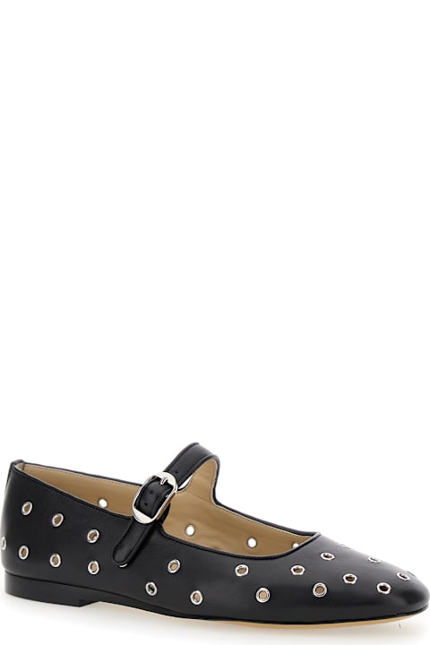 Homeware Le Monde Beryl 
mary Jane
 Black Ballerinas With Eyelets In Leather Woman