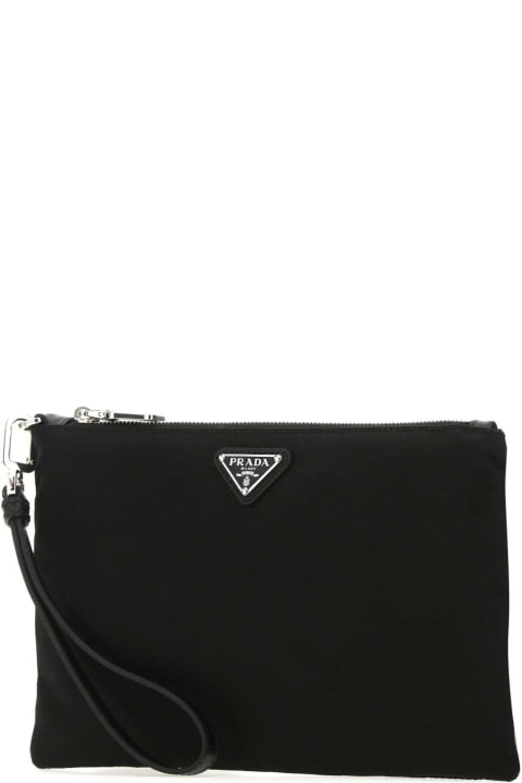 Investment Bags for Men Prada Black Re-nylon Clutch