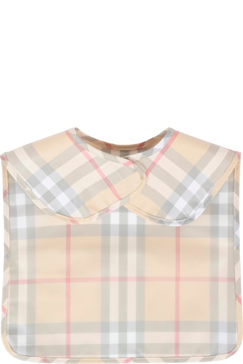 Homeware Burberry Beige Bib For Babykids With Vintage Check