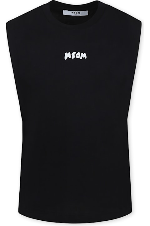 Homeware MSGM Black Tank Top For Boy With Logo