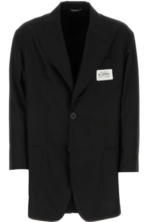 Coats & Jackets for Men Dolce & Gabbana Black Shantung Oversize Blazer