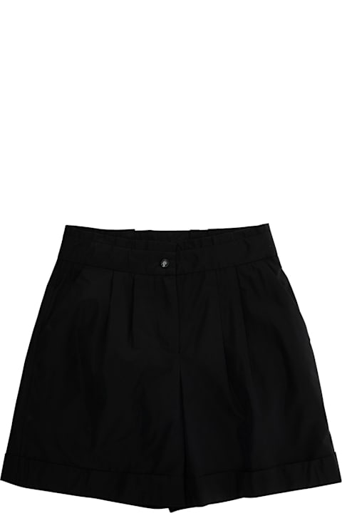 Homeware Moncler Black Shorts With Logo Patch On The Back In Techl Fabric Girl