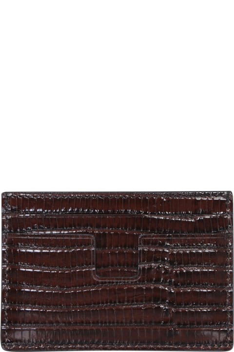 Accessories Sale for Men Tom Ford Glossy Printed Croc Cardholder