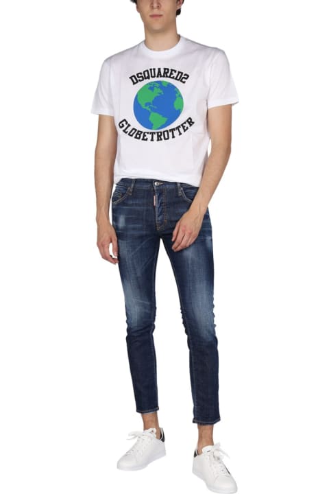 Dsquared2 Sale for Men Dsquared2 "globetrotter" T-shirt With Print