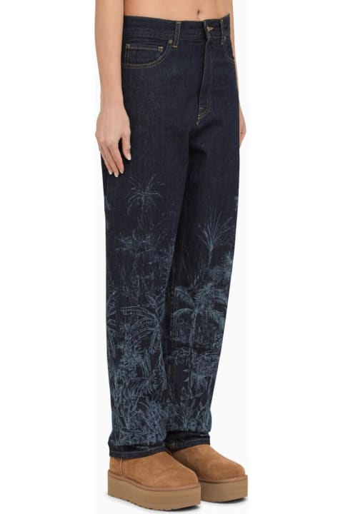 Alanui Jeans for Women Alanui Blue Regular Jeans With Floral Pattern