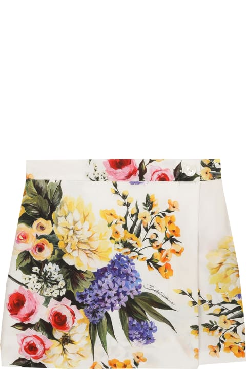 Dolce & Gabbana Bottoms for Girls Dolce & Gabbana Garden Print Poplin Shorts
