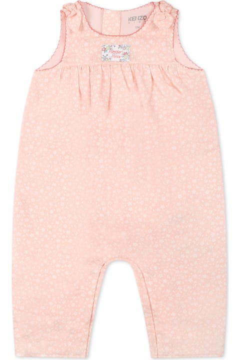 Kenzo Kids for Baby Girls Kenzo Kids Pink Romper For Baby Girl With Logo