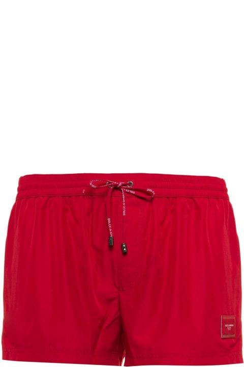 Pants for Men Dolce & Gabbana Logo Detailed Drawstring Swim Shorts