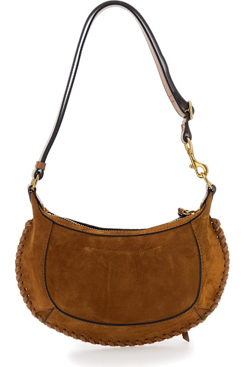 Homeware Isabel Marant 'oskan Moon' Brown Crossbody Bag With Front Logo Print In Suede Woman