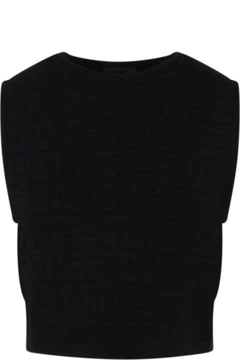 Black Sweater For Girl With White Logo