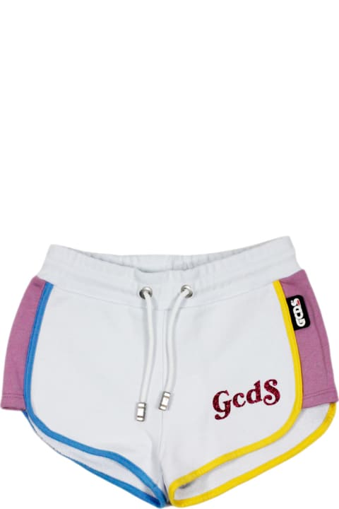 GCDS Bottoms for Girls GCDS Cotton Fleece Shorts With Drawstring And Lurex Lettering