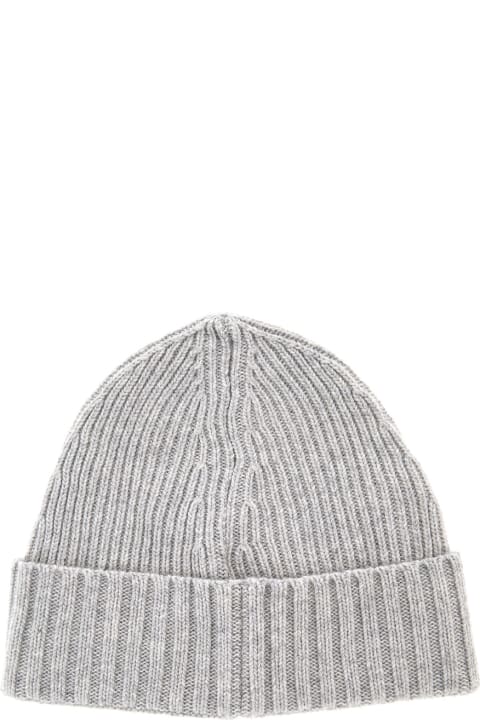 Stone Island Junior Accessories & Gifts for Boys Stone Island Junior Grey Beanie With Logo Patch In Knit Boy