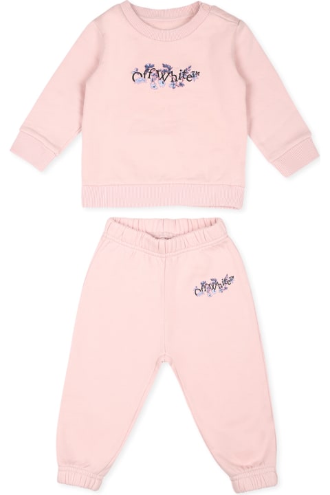 Off-White Bodysuits & Sets for Baby Girls Off-White Pink Suit For Baby Girl With Logo