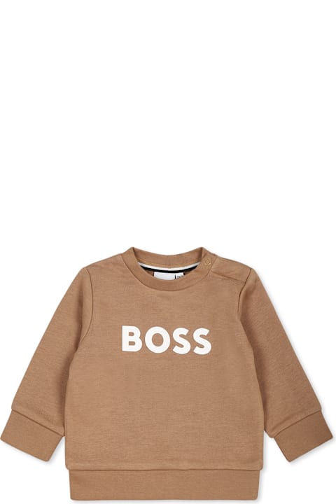 Homeware Hugo Boss Beige Sweatshirt For Baby Boy With Logo