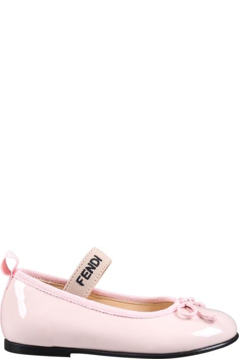 Fashion for Kids Fendi Pink Ballet Flat For Baby Girl With Logo