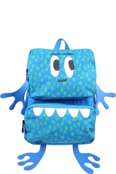 Accessories & Gifts for Boys Stella McCartney Kids Blue Backpack For Boy With Monster Print