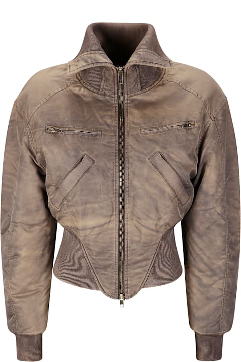 KNWLS Clothing for Women KNWLS Washed Bomber Jacket With Corset Style Hem.