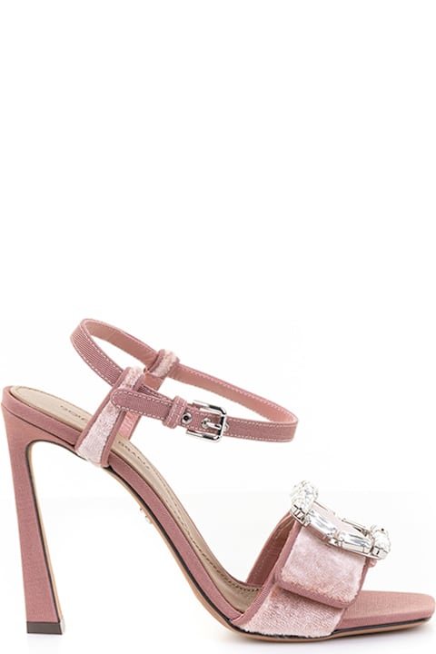 Dolce & Gabbana Sandals for Women Dolce & Gabbana Velvet Sandal With Jewel Buckle