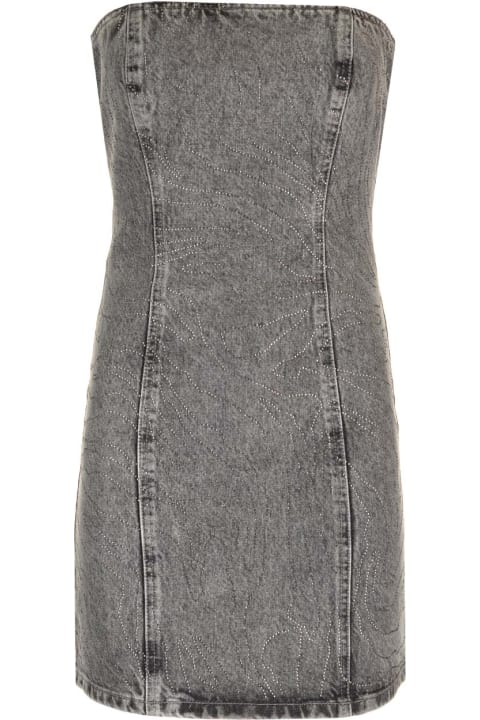 Rotate by Birger Christensen Dresses for Women Rotate by Birger Christensen Denim Grey Mini Dress With Rhinestones