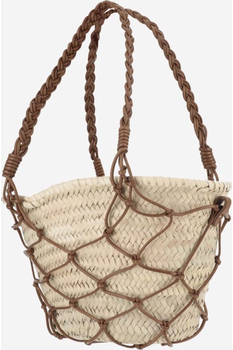 Filippo Catarzi Shoulder Bags for Women Filippo Catarzi Straw And Cotton Bag With Leather Details