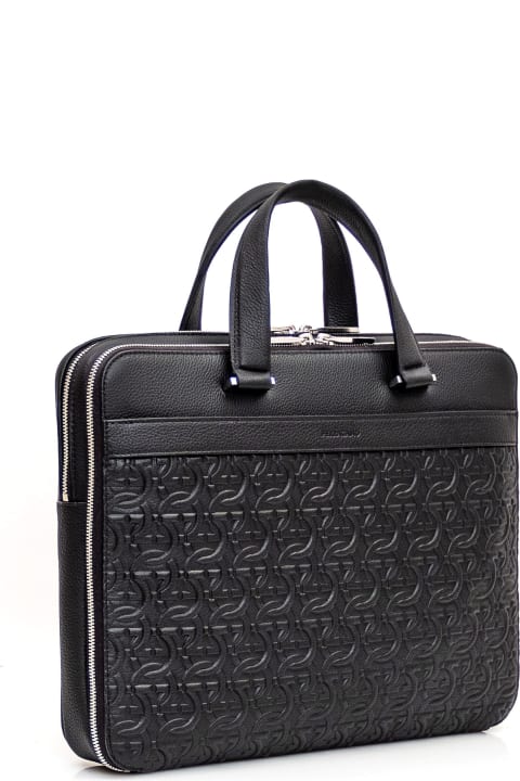 Luggage for Men Ferragamo Business Bag With Embossing Material