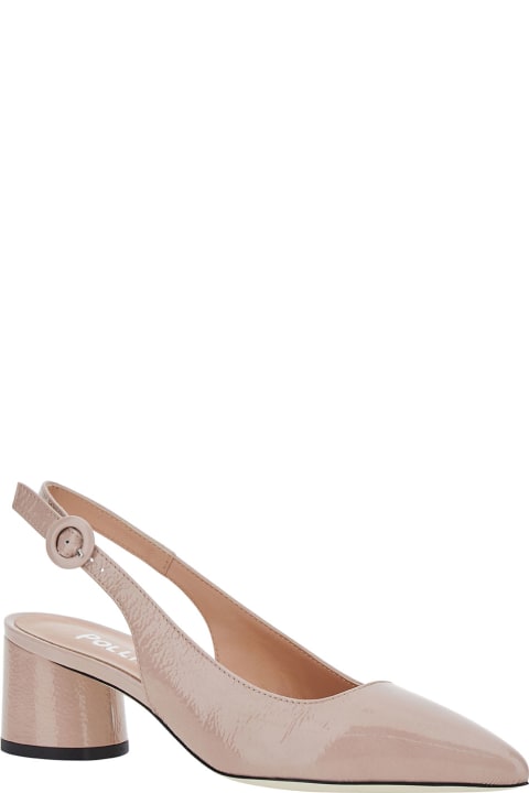 Pollini High-Heeled Shoes for Women Pollini Pink Slingback Pumps With Block Heel In Leather Woman