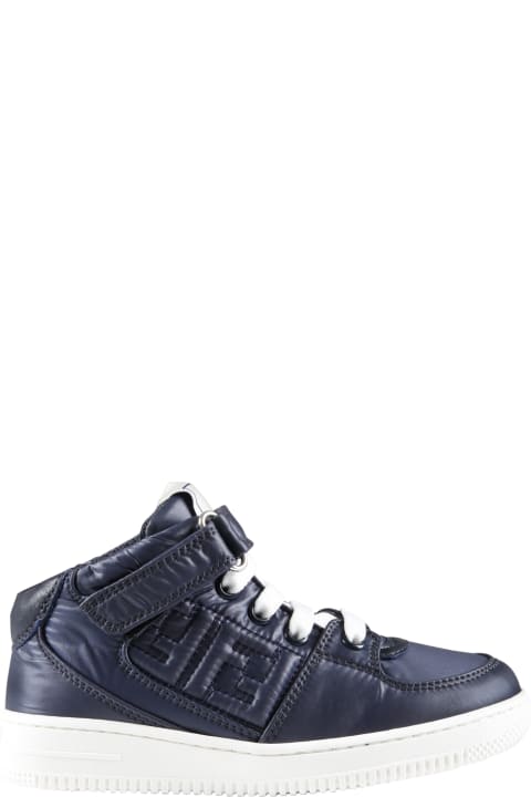 Shoes for Boys Fendi Blue Sneakers For Boy With Embossed Logo