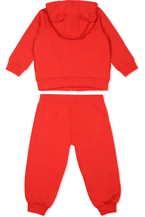 Homeware Moschino Red Suit For Babykids With Teddy Bear
