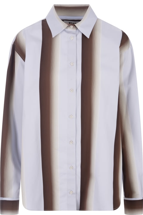 Clothing for Women MSGM Light Blue Striped Cotton Shirt
