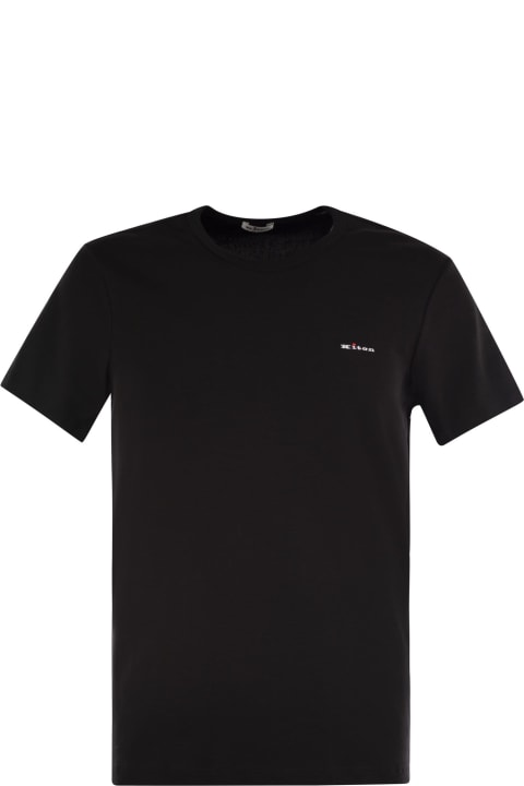 Kiton Topwear for Men Kiton Stretch Cotton T-shirt With Embroidered Logo