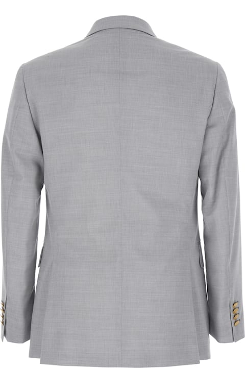 Homeware Reveres 1949 Grey Double Breasted Jacket With Peak Lapels In Virgin Wool And Cotton Blend Woman