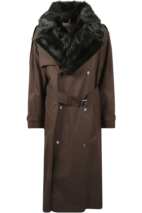 Burberry Sale for Women Burberry Fur Double-breasted Belted Coat