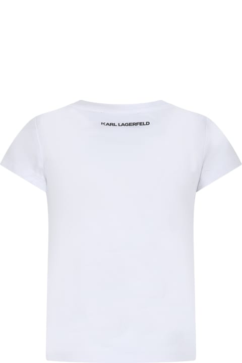 Karl Lagerfeld Kids T-Shirts & Polo Shirts for Girls Karl Lagerfeld Kids White T-shirt For Girl With Logo