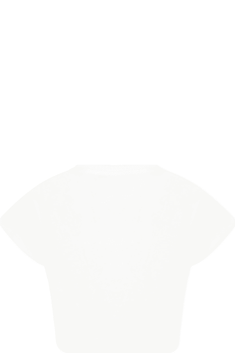 Homeware Balmain White Crop T-shirt For Girl With Logo