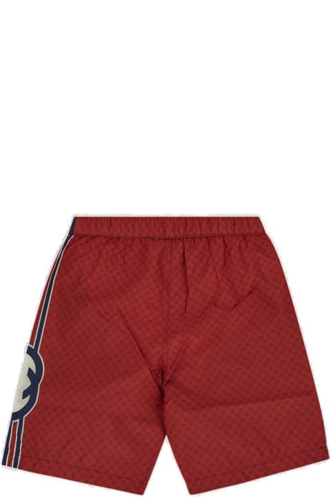 Sale for Kids Gucci Interlocking G-motif Stripe Detailed Swim Shorts