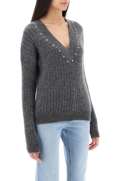 Fashion for Women Alessandra Rich Wool Knit Sweater With Studs And Crystals