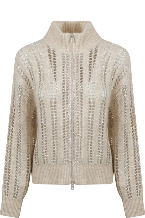 Sweaters for Women Brunello Cucinelli Glittery Zipped Cardigan